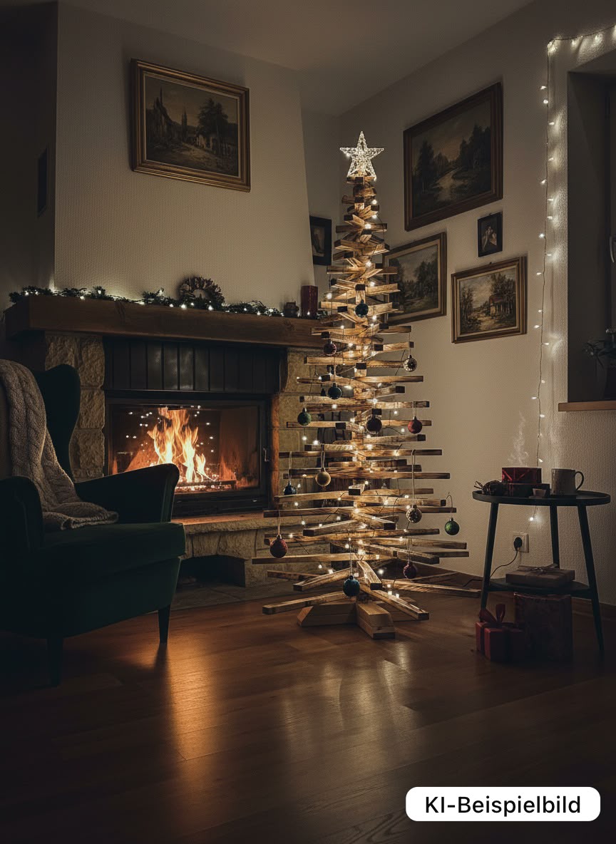Holz Weihnachtsbaum - Rustikal - Flambiert | Guilfi